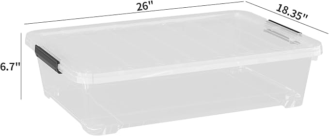 4Pack 40 Qt Plastic Under Bed Storage Organizer Bin Container - Image 2