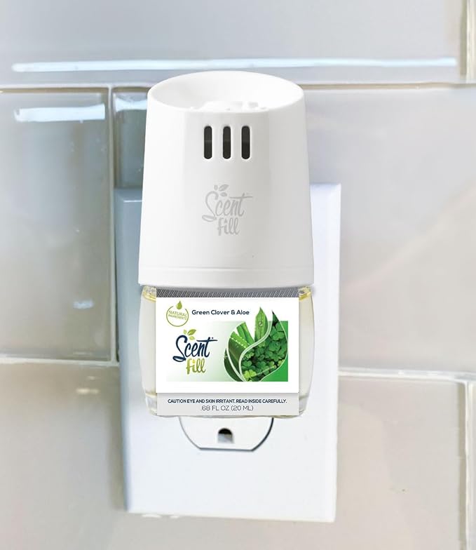 Scent Fill Green Clover & Aloe Plug in Air Freshener, 4 Scented Oil Refills - Image 2