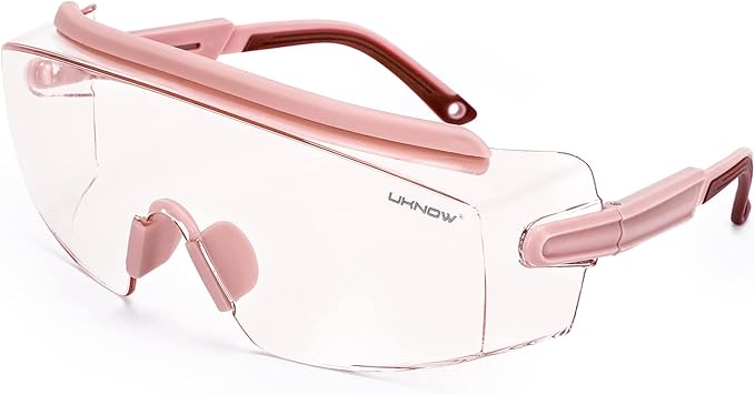 UKNOW Safety Goggles Over Glasses, Safety Glasses Anti Fog Wraparound Eye by UKNOW