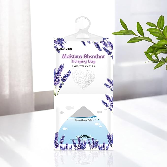 CANAGER Moisture Absorber -12 Pack, Lavender Vanilla Hanging Humidity Bag - Image 2