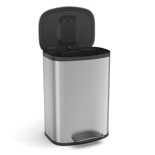 13 Gallon Stainless Steel Foot Pedal Large Trash Can by Dolonm