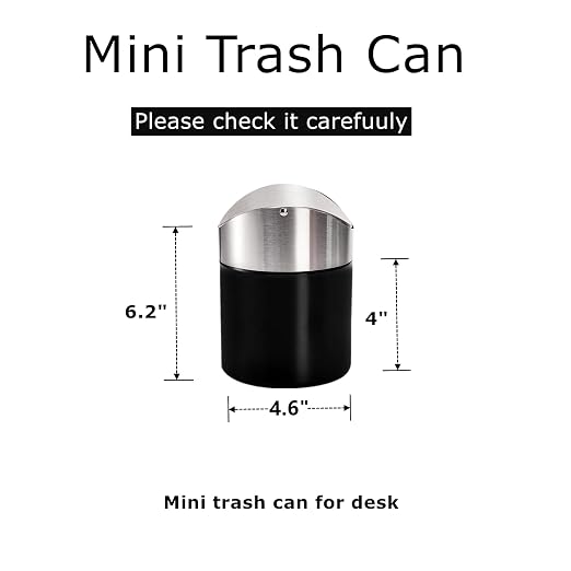 2 Pack Mini Trash Can for Desk, Swing Lid Brushed Stainless Steel Countertop - Image 2