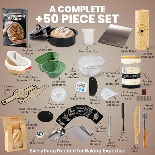 CraftZee Super All-Inclusive 𝗣𝗥𝗘𝗠𝗜𝗨𝗠 Sourdough Starter Kit with Pot - Sourdou...