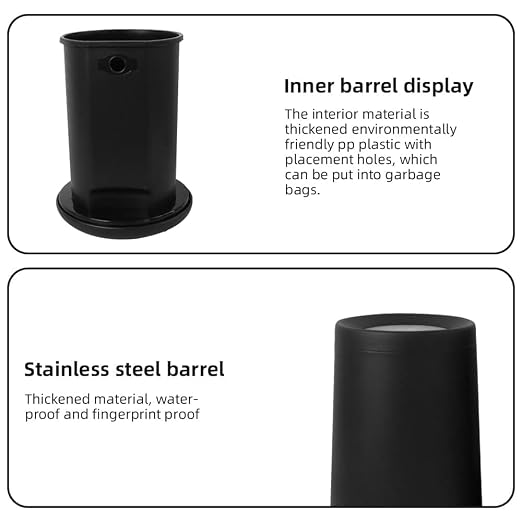 10 L/2.6 Gallon, Matte Black Bathroom Trash Can, Metal Garbage Can - Image 4
