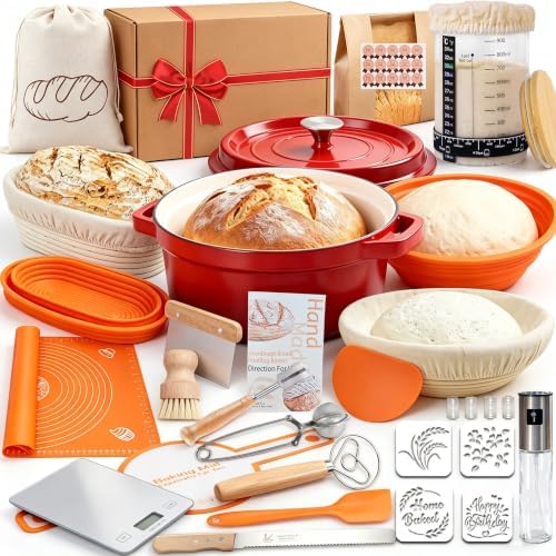 All-Inclusive Sourdough Starter Kit with Enameled Cast Iron Dutch Oven & ...