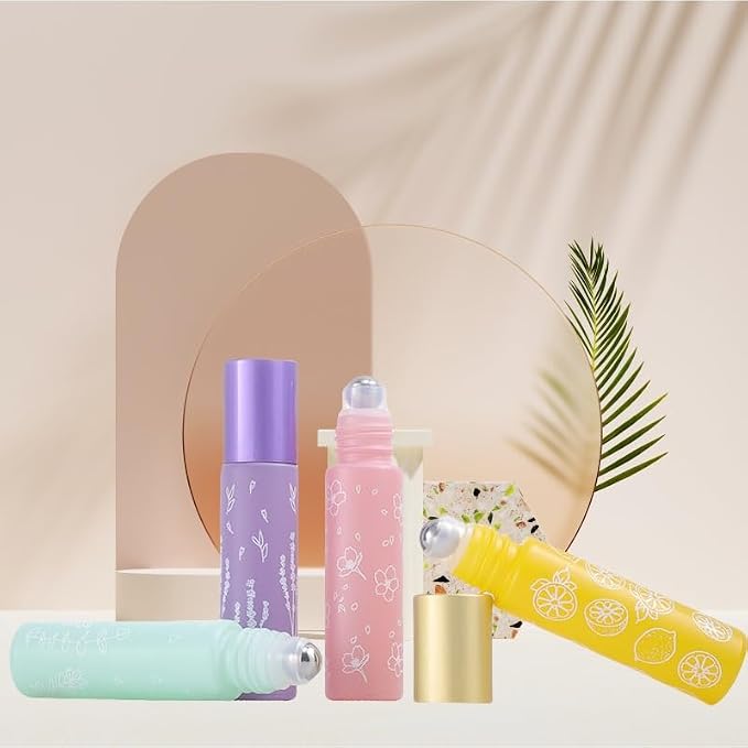 10 Pcs Purple Glass Essential Oil Roller Bottles, 10ml Refillable Roll-on - Image 2