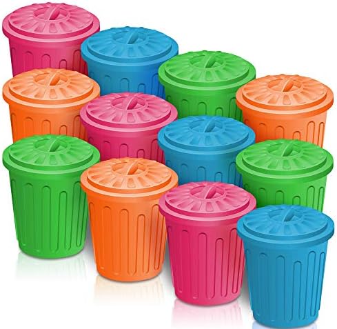 ArtCreativity 12 Pack Mini Trash Cans, 4.5 Inch Toy Garbage Party Favors
