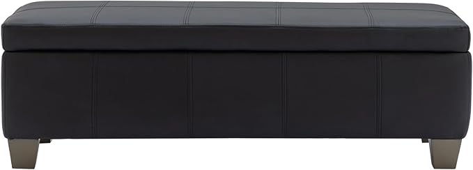 51 Inch Black Faux Leather Ottoman by UDAX