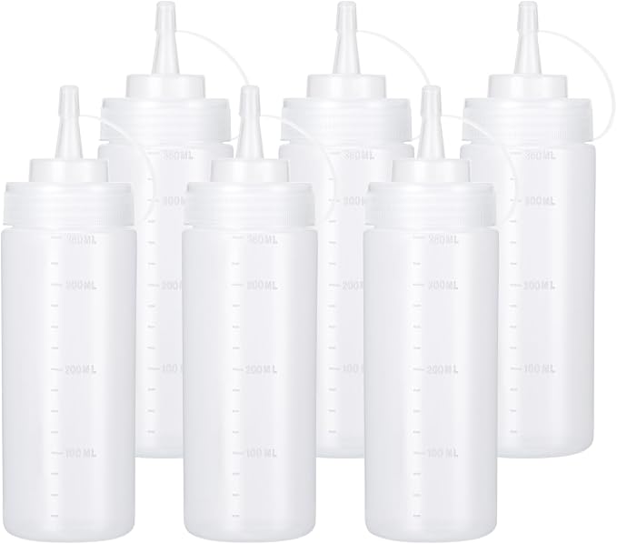 Condiment Squeeze Bottles Ketchup Dispenser, 6 Pack 12oz Squeeze Bottles by Katfort