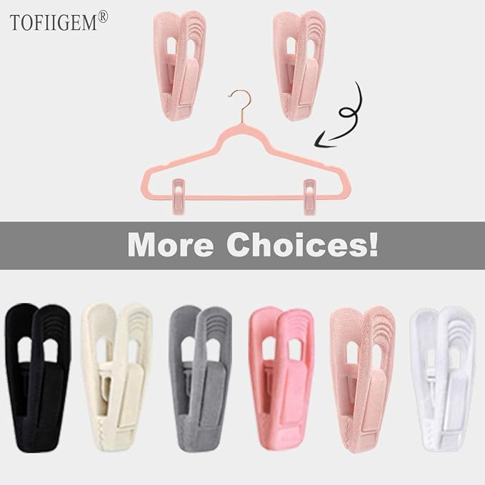 Light Pink Velvet Hangers Clips 20 PCS, Non-Slip Velvet Clip - Image 8