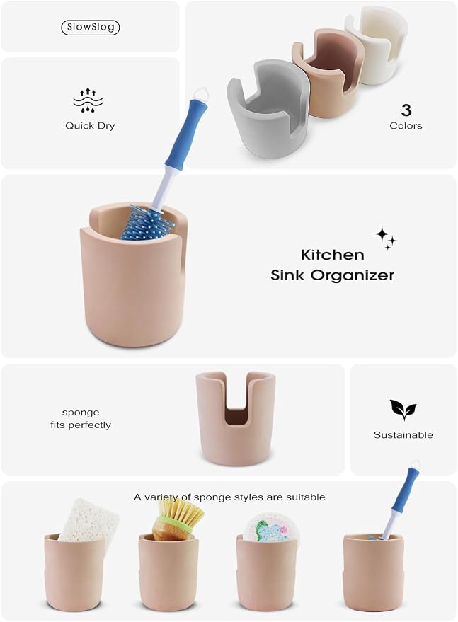 Stone Sponge Holder for Countertop Organizer, Quick Dry Diatomite Sponge Holder - Image 2