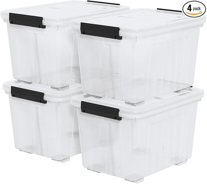 Zopnny 30 Quart Plastic Stacker Box, Large Storage Bin Container by Zopnny