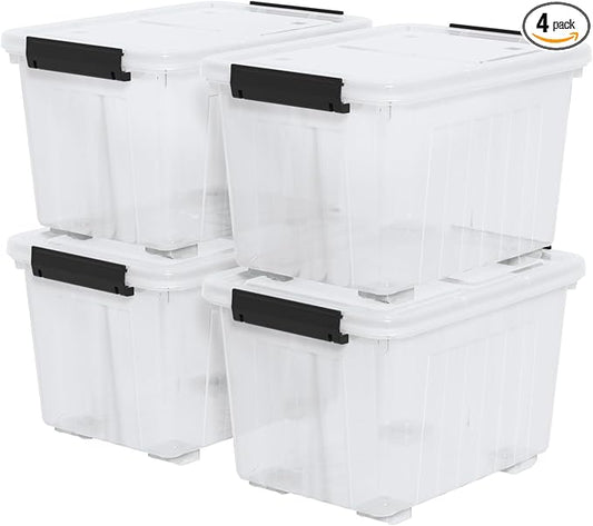 Zopnny 30 Quart Plastic Stacker Box, Large Storage Bin Container by Zopnny