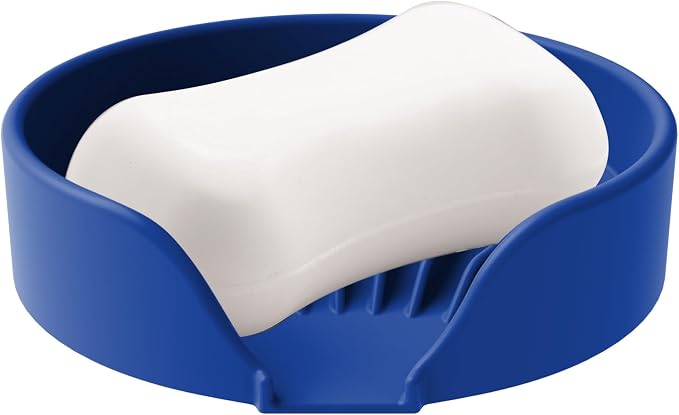 Self Draining Soap Dish, Silicone Suction Cup Soap Holder Tray Savers Container by UltraKeno