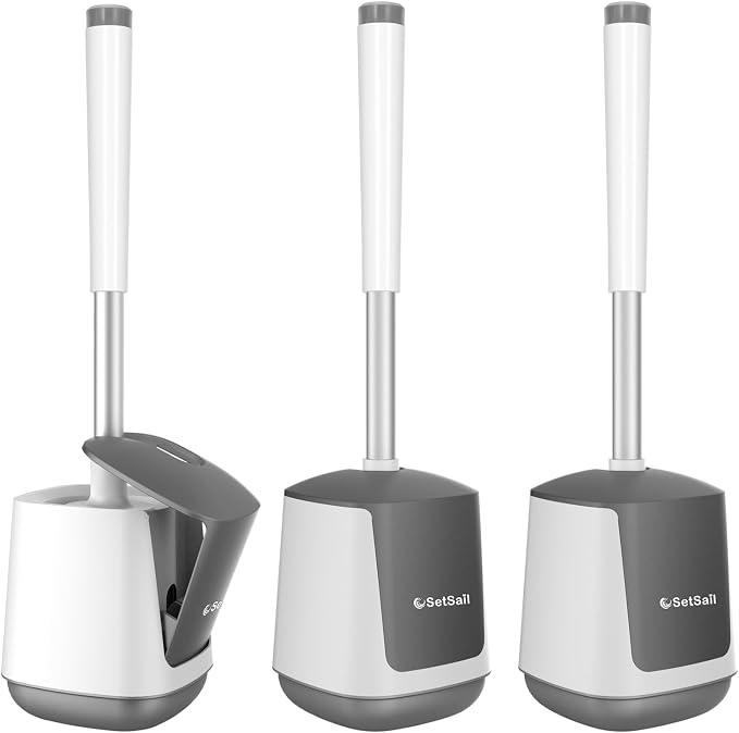 SetSail Toilet Brush 3 Pack Toilet Bowl Brush and Holder Toilet Cleaner Brush by SetSail