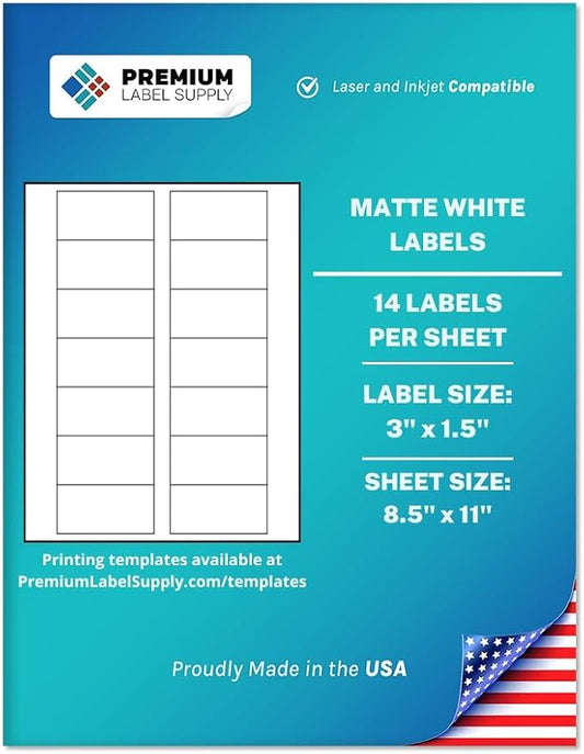 Premium Label Supply White Sticker Bottle Labels – 3" x 1.5" – Laser/Inkjet by PremiumLabelSupply