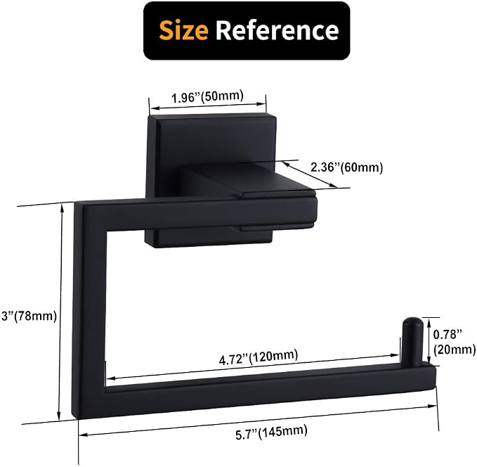 Matte Black Toilet Paper Holder SUS 304 Stainless Steel Wall Mounted Toilet - Image 6