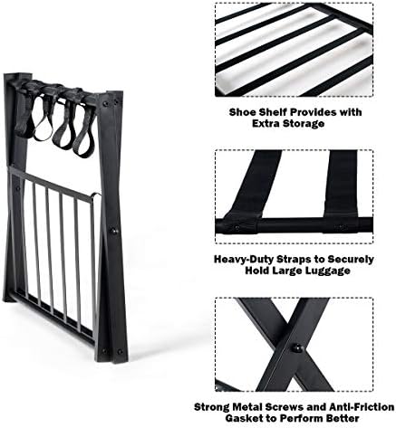Tangkula Luggage Rack (Set of 2), Folding Metal Suitcase Luggage Stand, Doubl...