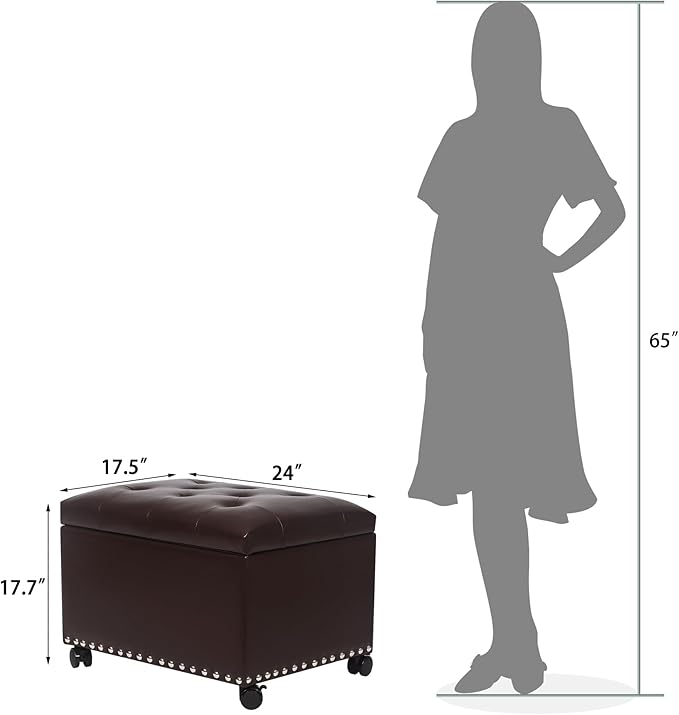 Leather Storage Ottoman Bench - Image 3
