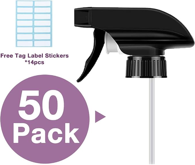 AMORIX 50PCS Spray Bottle Tops Black Trigger Sprayer Heavy Duty Replacement - Image 7