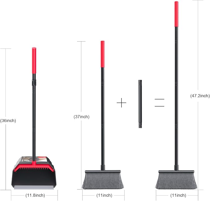 Broom with Dustpan Combo Set, Dust Pans with Long Handle, Brooms with Dustpan - Image 5