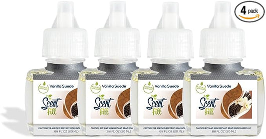 Scent Fill Vanilla Suede Plug in Air Freshener Refills, 4 Scented Oil Refills by ScentFill