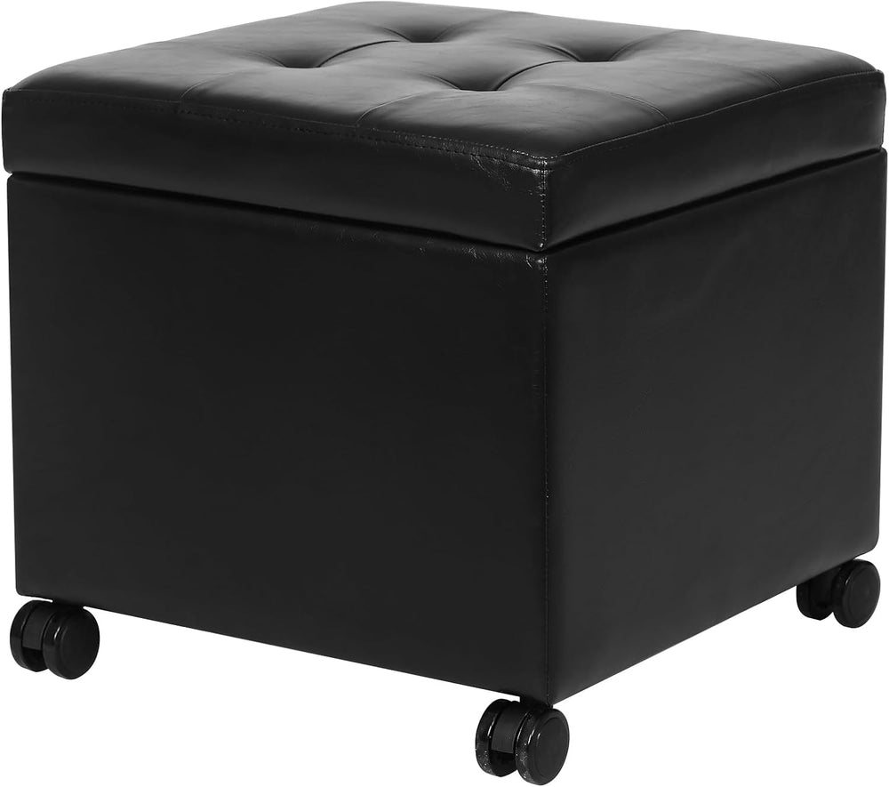 Adeco 17.7" Leather Ottoman