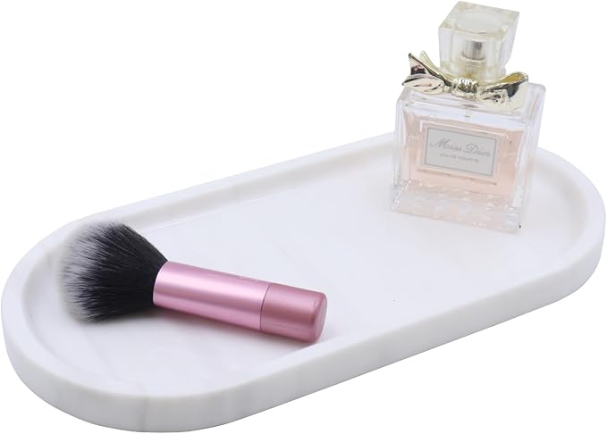 Natural Marble Tray, Oval Vanity Decorative Tray by Kesoniku