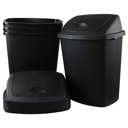 Zopnny 4-Pack 18 Gallon Tall Kitchen Swing Top Garbage Can, Plastic Swing Top by Zopnny
