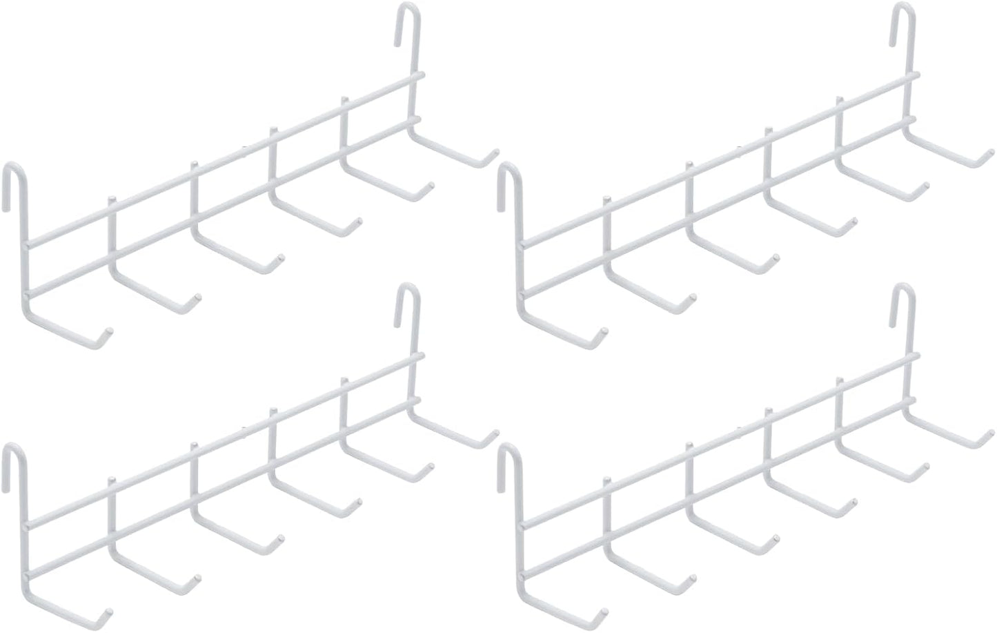 4 Pack Metal Grid Wall Hanging Hooks, Grid Wall Accessories, Heavy Duty Storage Hooks Rack for Door Back Wall Mount Storage and Display, Hook Attachment for Wire Shelving (4 x Hanging Hooks（White）)