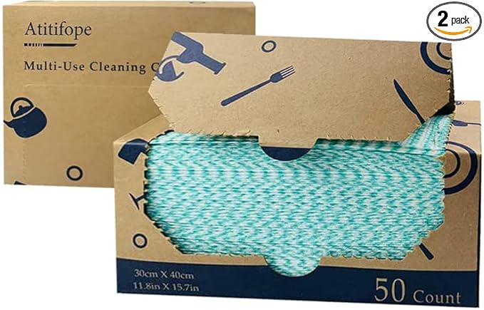 Heavy Duty Reusable Cleaning Cloths 100 Count Food Service Wipes Dishcloths by Atitifope