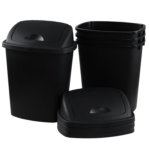 Bringer 6 Gallon Swing Top Trash Can, Plastic Garbage Can by Bringer