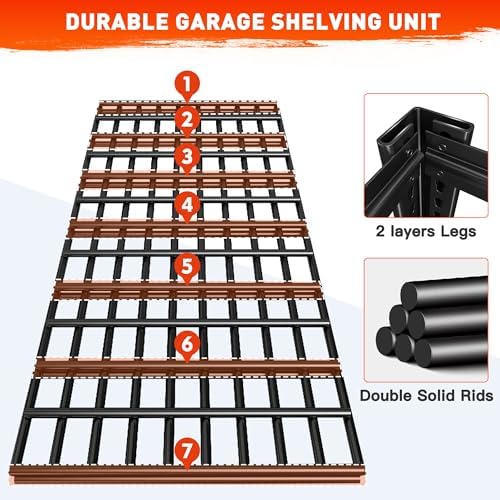 REIBII 48.2''W Garage Shelving Heavy Duty Metal Shelving 3000LBS Stor...