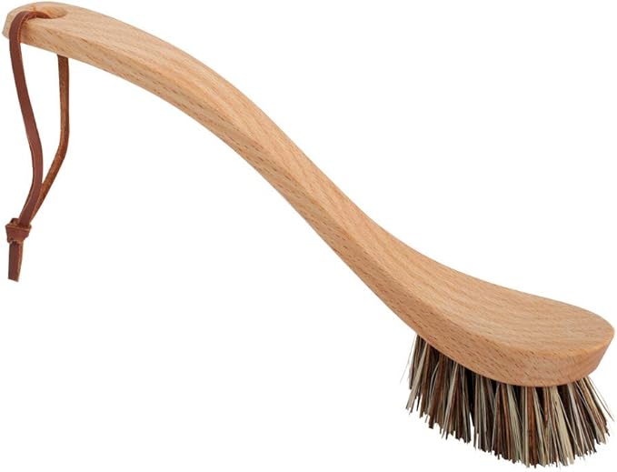 Redecker Curved Dish Brush, Natural Union Plant Fiber Bristles, Ergonomic Design by Redecker