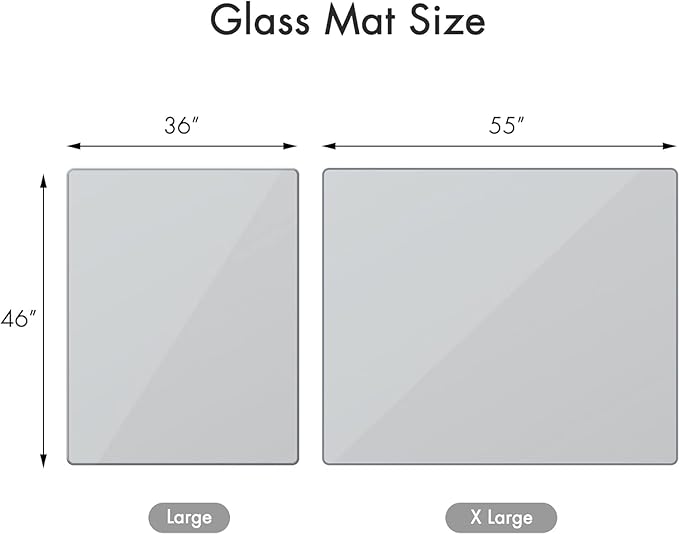 GLSLAND 46" x 55" Tempered Glass Chair Mat Heavy-Duty Floor Protector - Image 3