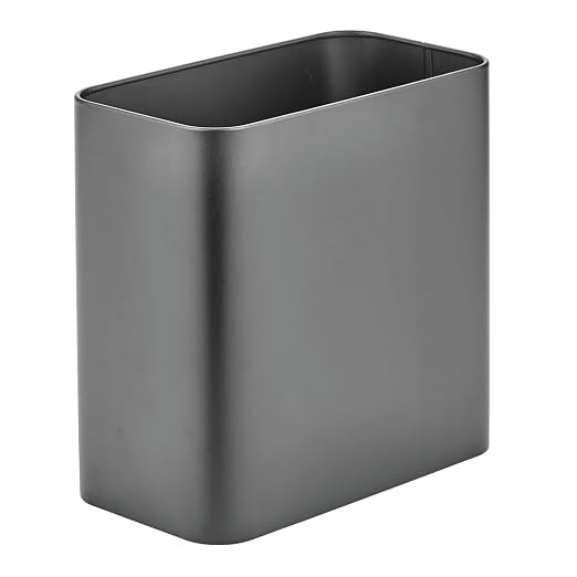 mDesign Small Metal 2.4 Gallon/9 Liter Trash Can Wastebasket Garbage Bin - Image 6