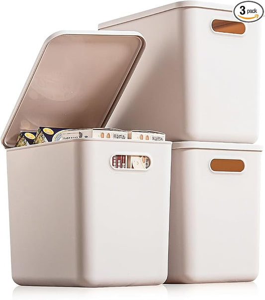 Plastic Storage Bins with lids, Storage Baskets, Container with handle by GUMEIGODA