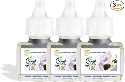 Scent Fill 100% Natural Lavender Vanilla Plug in Air Freshener, Scented Oil by ScentFill