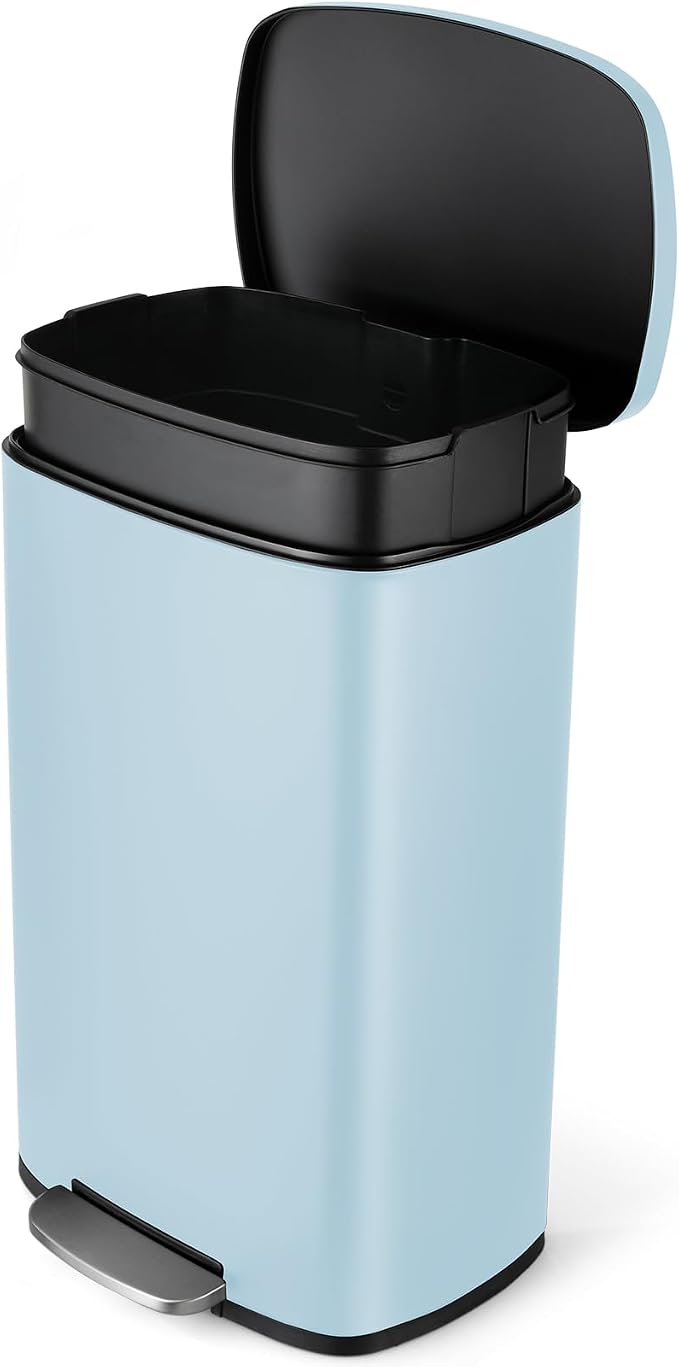 8 Gal Kitchen Trash Can, 30L Recycling or Garbage Bin, Brushed Stainless Steel by ComfyCorner