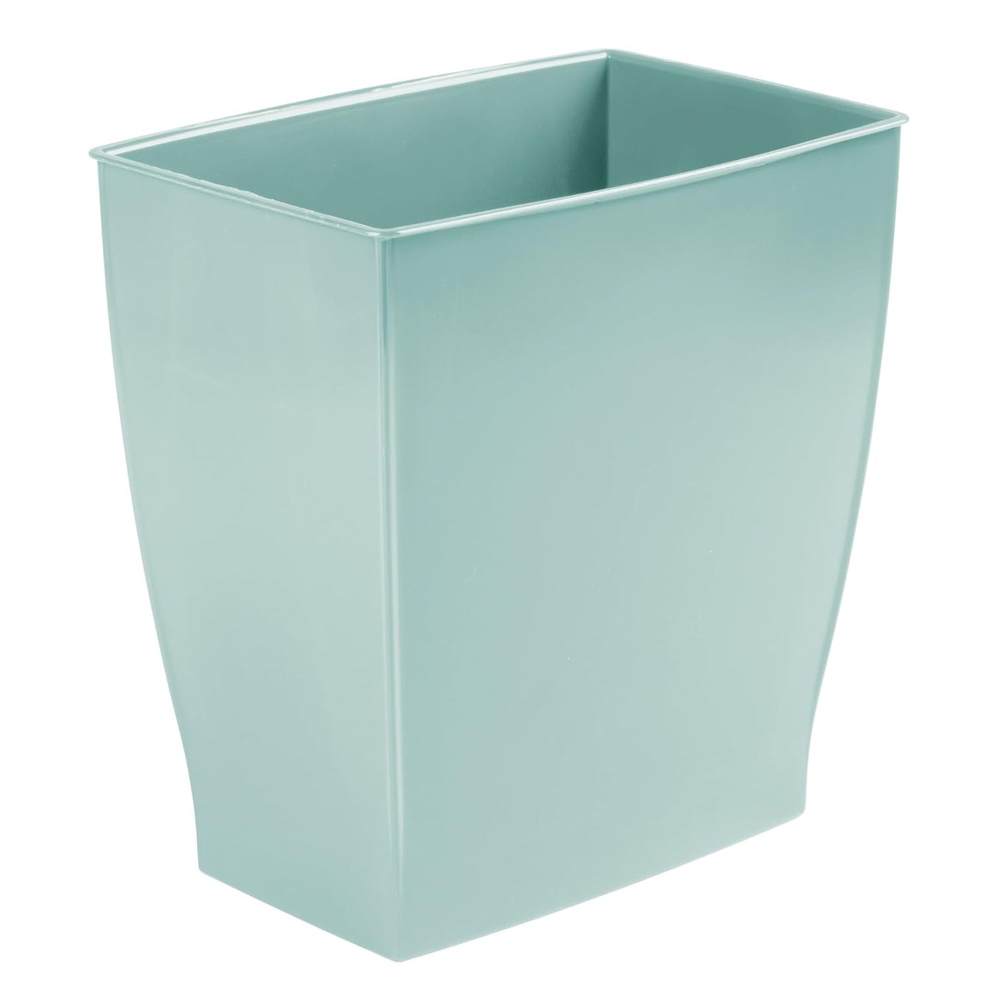 iDesign Small Plastic Bathroom Trash Can, Slim Rectangle Soft Aqua Blue | For Bedroom, Office, Dorm