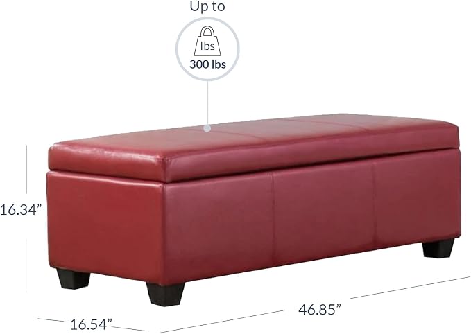 BELLEZE Storage Faux Leather Ottoman, 47 Inch Bench Bedroom Bench - Image 10