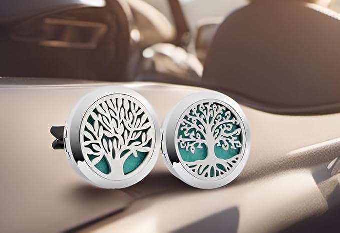2Psc Car Essential Oil Diffuser Locket Tree of Life Pattern Stainless Steel Car - Image 6