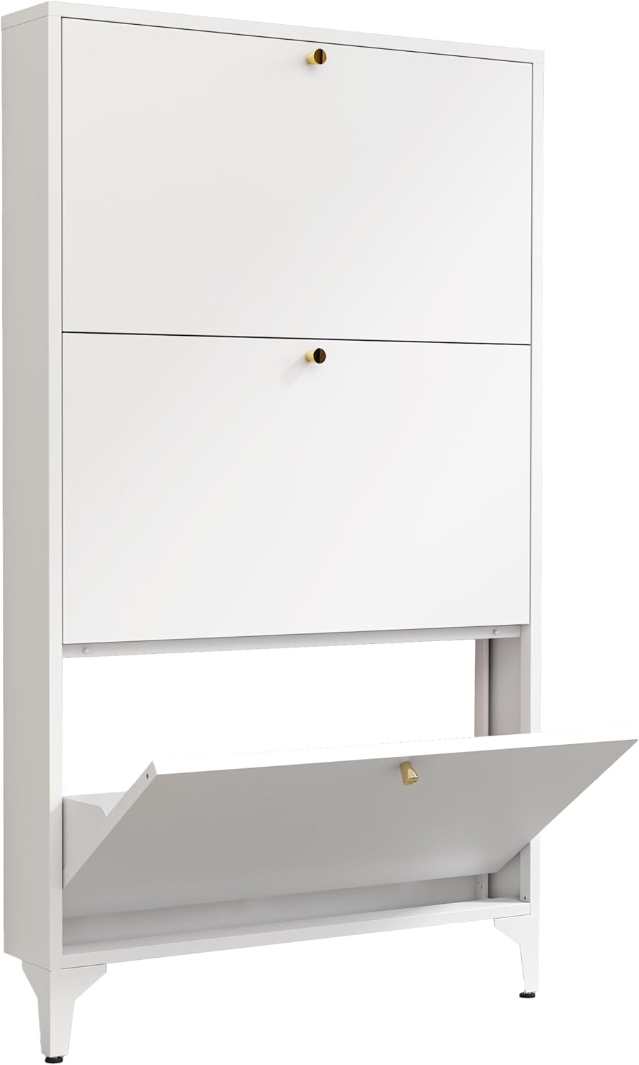 Shoe Cabinet with 3 Flip Drawers, Narrow Shoe Storage Cabinet, Farmhouse Shoe...