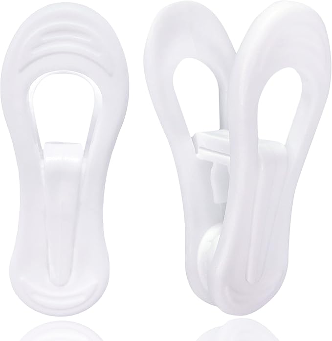 White Hanger Clips 60 Pack, Clothes Pins Finger Clip by TOFIIGREM