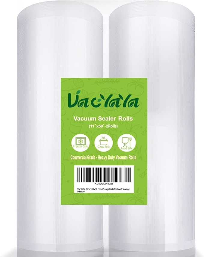 VacYaYa 2 Pack 11x50 Vacuum Sealer Bags Rolls by VacYaYa