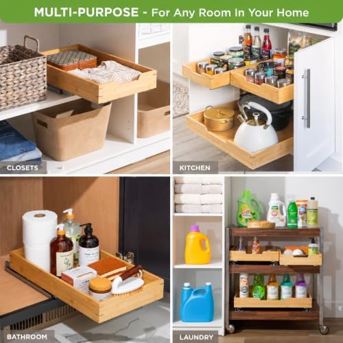 HOLDN’ STORAGE Bamboo Wooden Pull Out Cabinet Organizer 22"W x 21"D