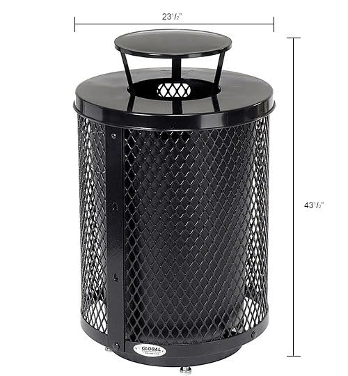 Global Industrial Outdoor Diamond Steel Trash Can - Image 9