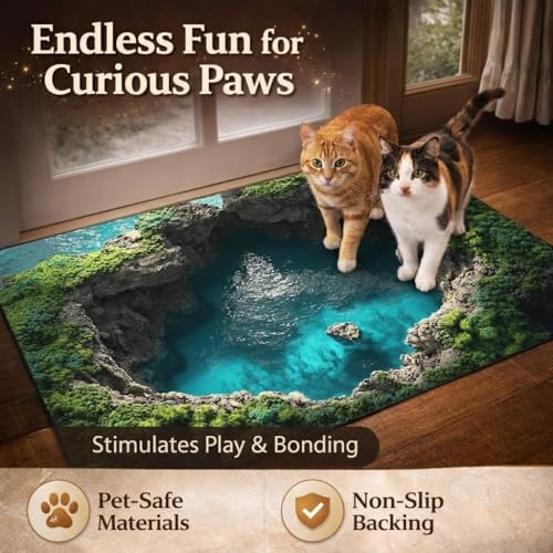 3D Optical Illusion Bath Mat, Diatomaceous Earth Bathroom Mat with Non-Slip Rubber Backing, Super Absorbent Quick Dry Floor Mat for Bathroom, Bedroom, Entryway (3d-L-19.69×31.50in)