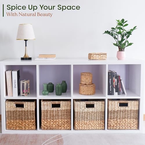 CHI AN HOME 12x12 Baskets for Cube Storage, Wicker Cube Storage Bins Set 4