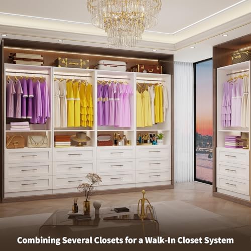 Closet System Set of 2, Closet System with 6 Drawers, 4 Rods & 2 Shelves,...